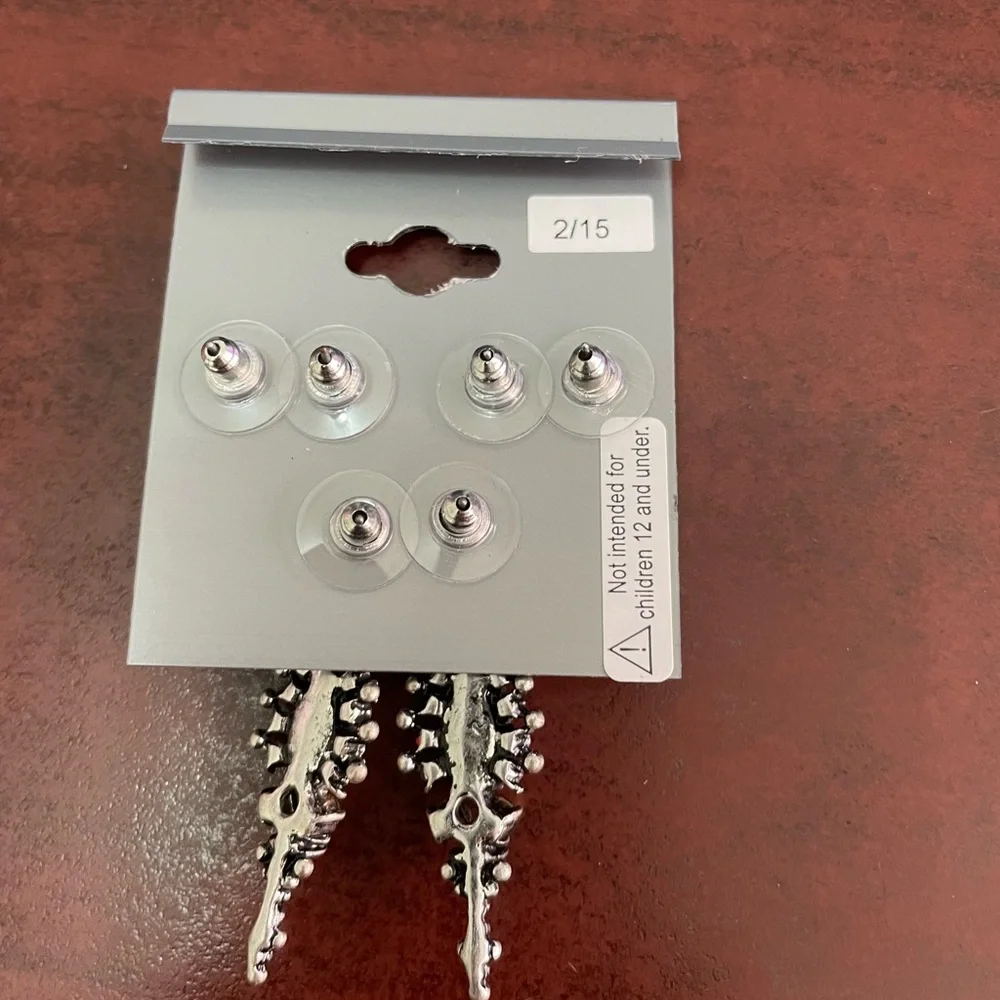 NWT‎ * Express Silver and Orange Dangle Earrings